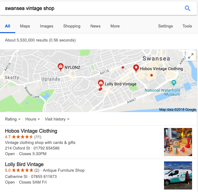 lolly bird vintage shop: swansea businesses seo and marketing