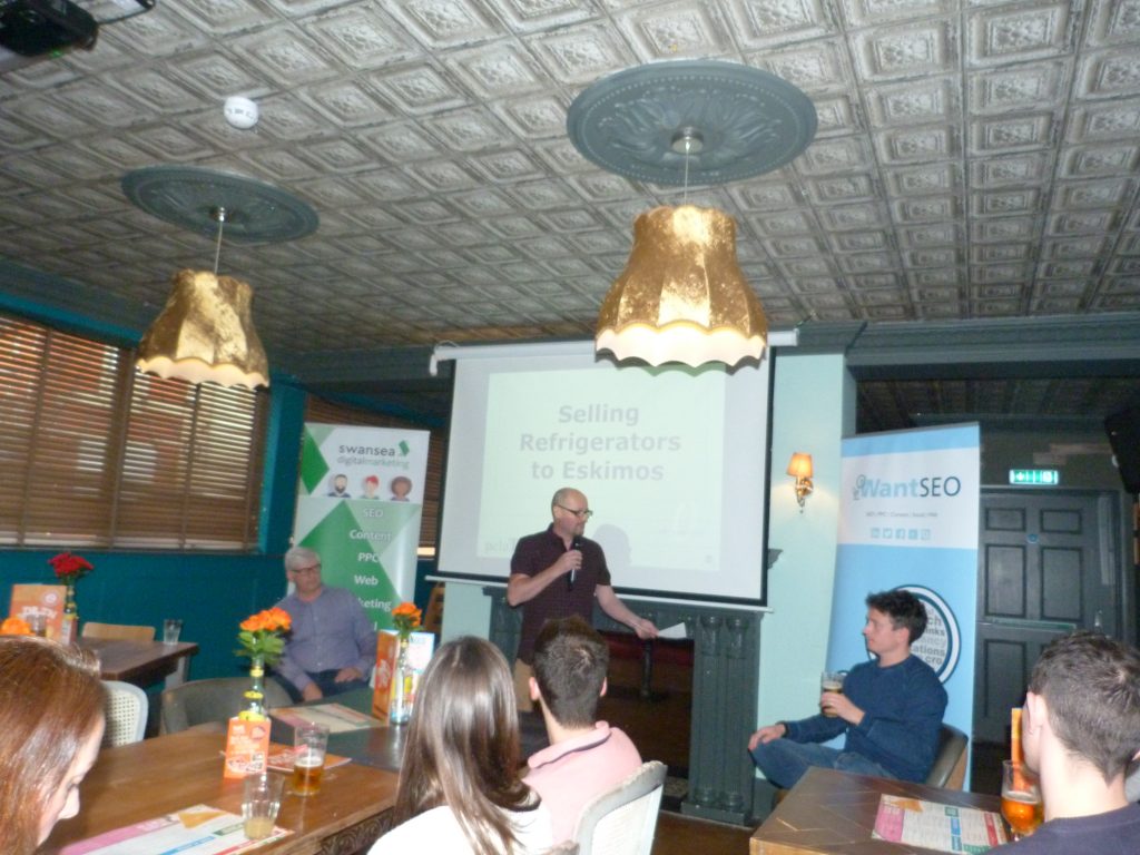 Andy Wolley Talking at a Digital Marketing Swansea Meetup 