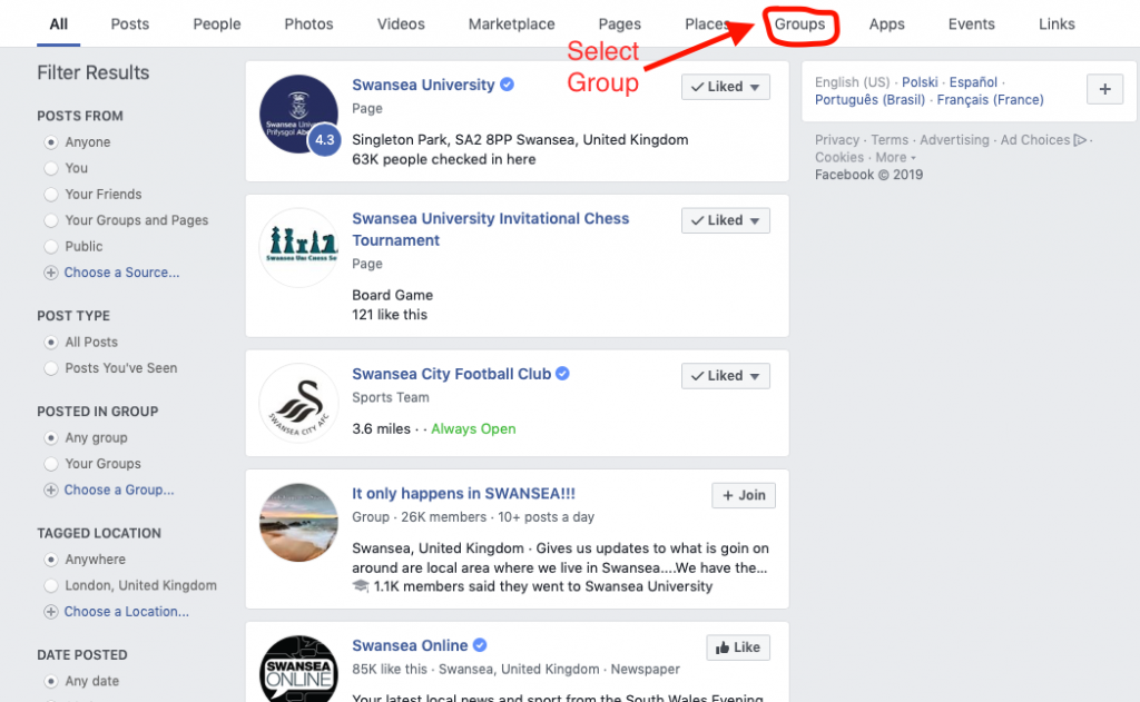 Facebook Group filtering